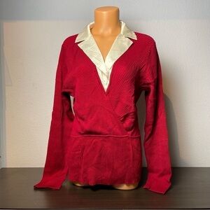 Alfani Layered Look Knit and Silk Top (H19)